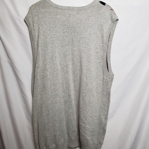 Mens Sweater Vest Pullover Gray Black Argyle Size XL Cotton Method - Picture 6 of 6